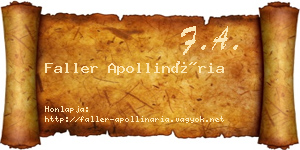 Faller Apollinária névjegykártya